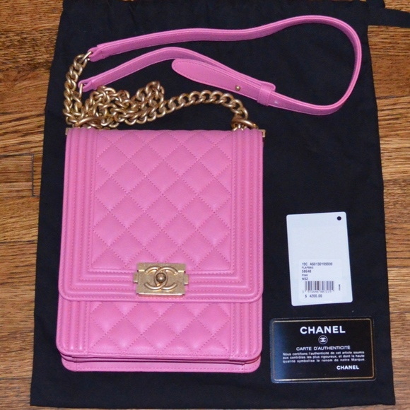 NWT CHANEL BOY FLAP BAG LEATHER CHAIN HANDBAG - Picture 8 of 8